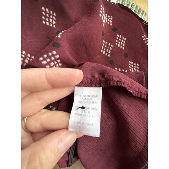 Adrianna Papell Maroon Red Floral Pattern Long Sleeve Lined Blouse Size S - Picture 7 of 8
